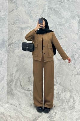 ست دوپی اس دکمه ای فیتیله طرح راه راه