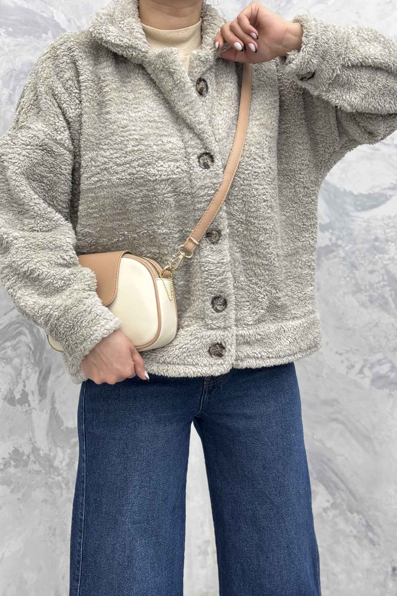 کت کوتاه تدی سر آستین دکمه