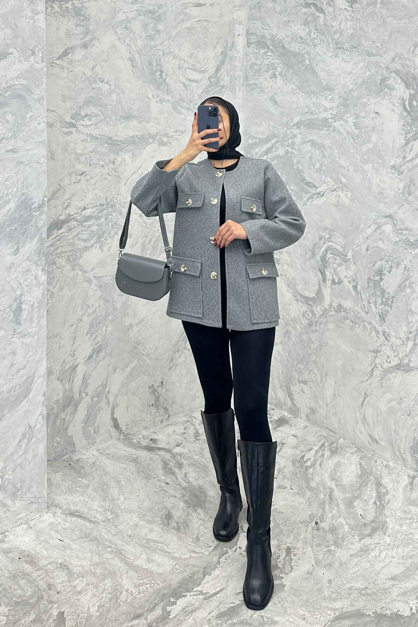 کت یقه گرد فوتر چهار جیب QUEEN