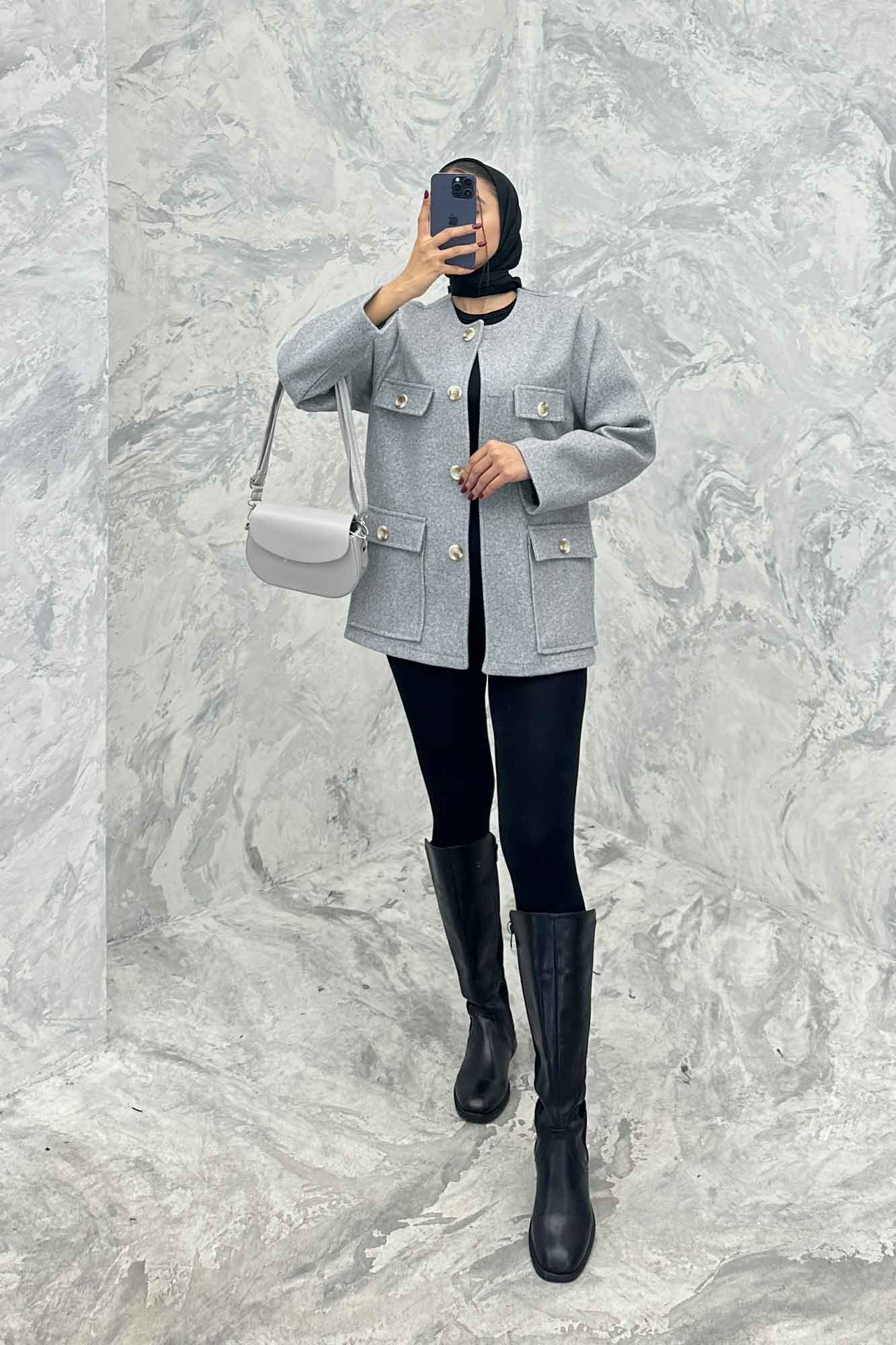 کت یقه گرد فوتر چهار جیب QUEEN