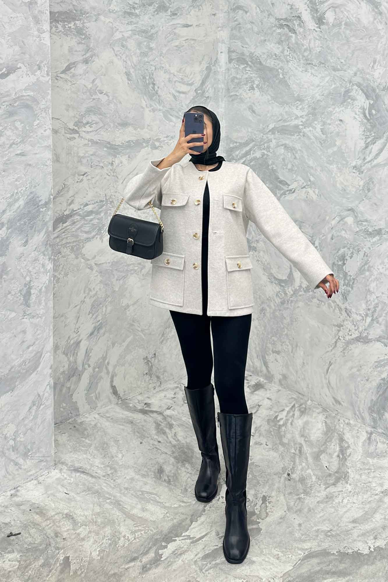 کت یقه گرد فوتر چهار جیب QUEEN