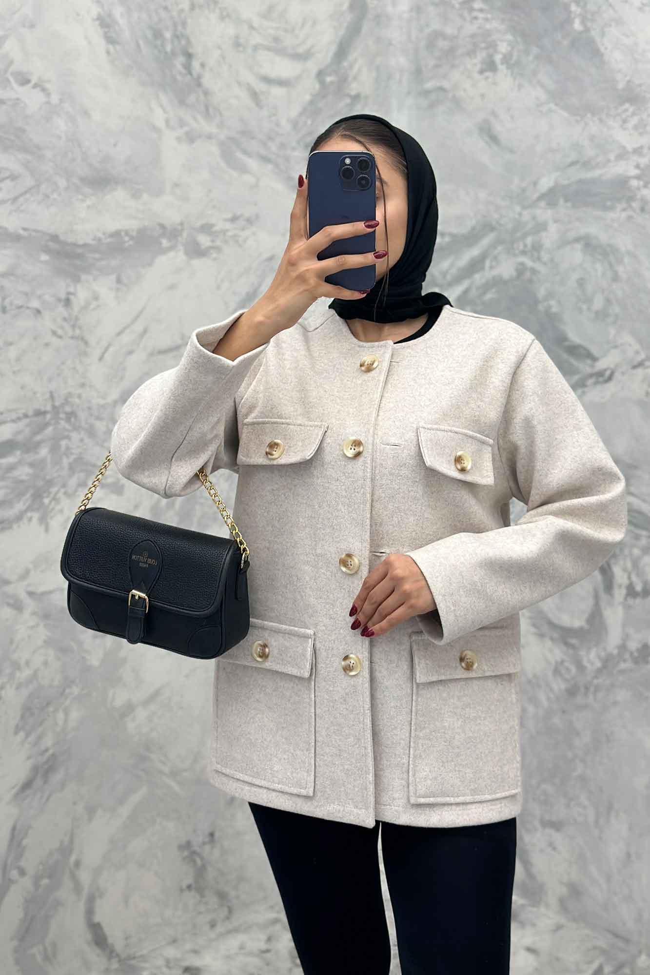 کت یقه گرد فوتر چهار جیب QUEEN