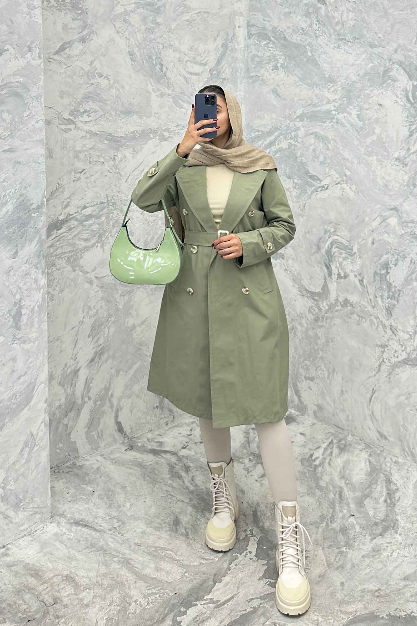 بارانی بلند پشت چاکدار کتان زارا