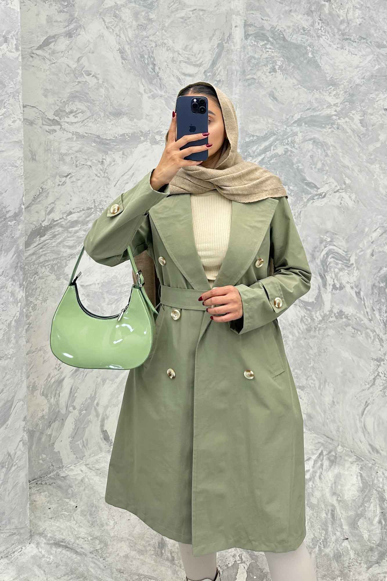 بارانی بلند پشت چاکدار کتان زارا