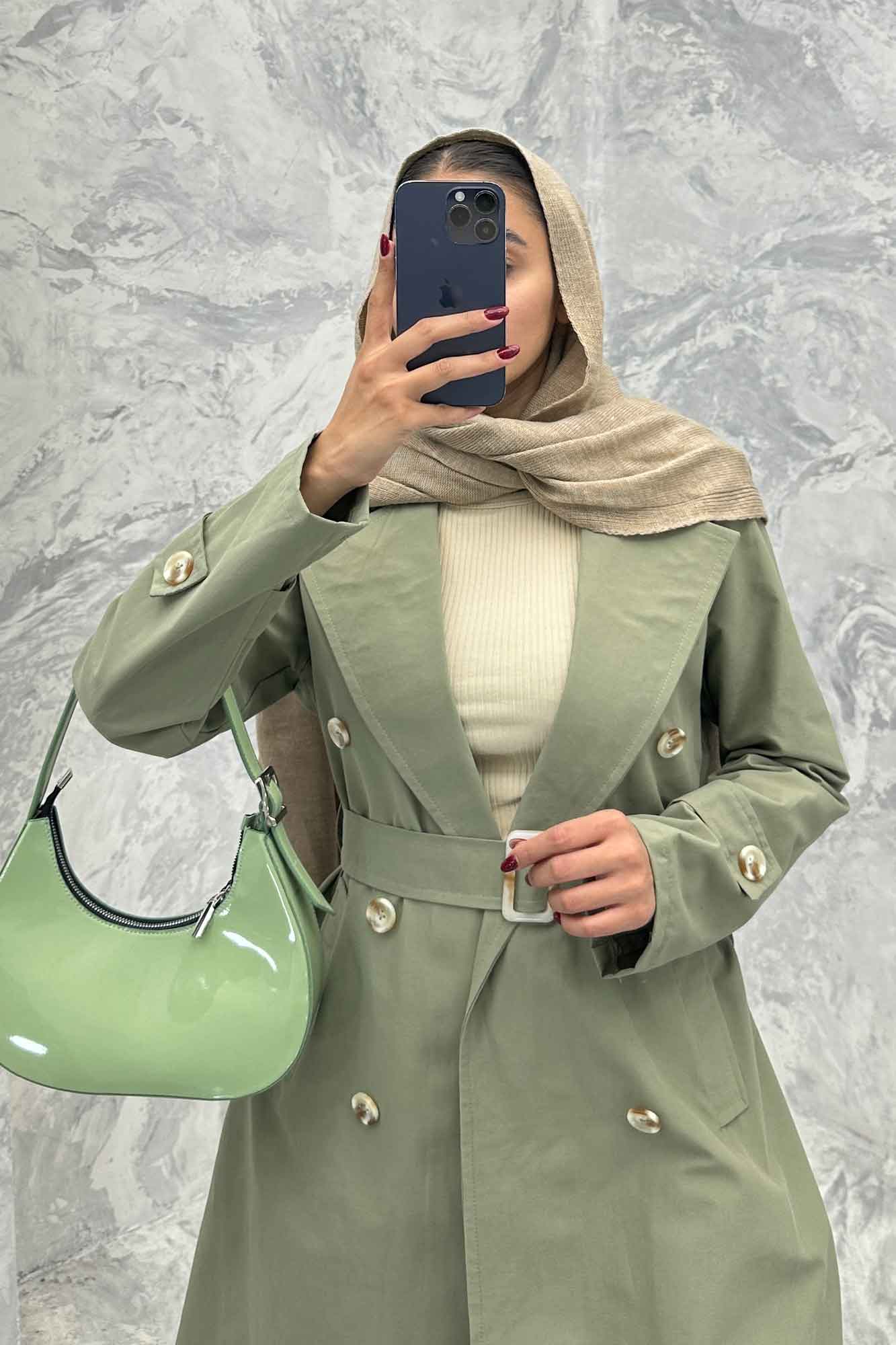 بارانی بلند پشت چاکدار کتان زارا