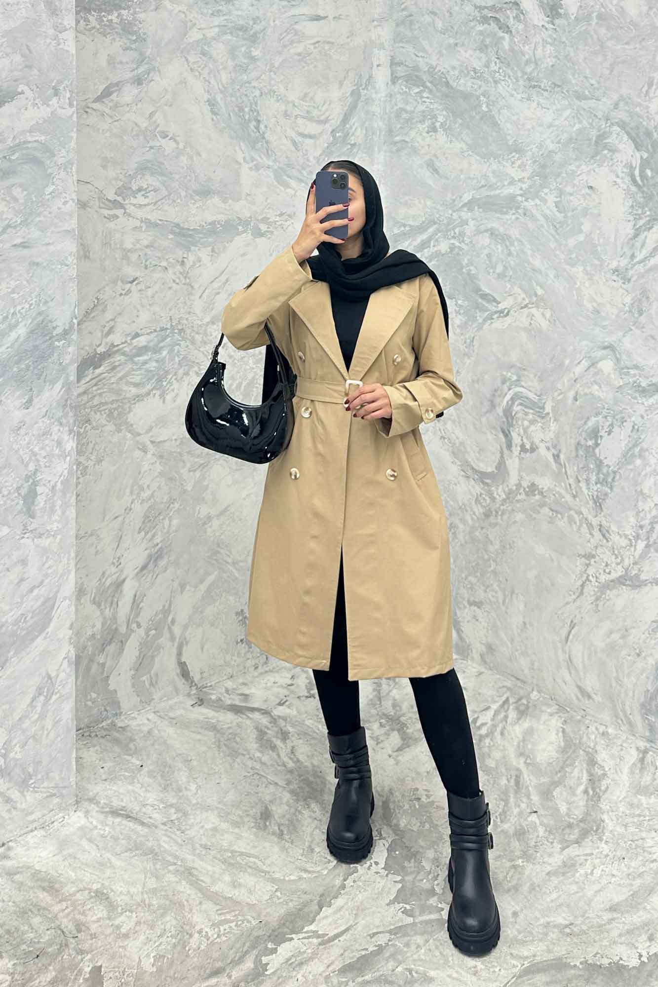 بارانی بلند پشت چاکدار کتان زارا