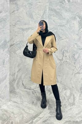 بارانی بلند پشت چاکدار کتان زارا