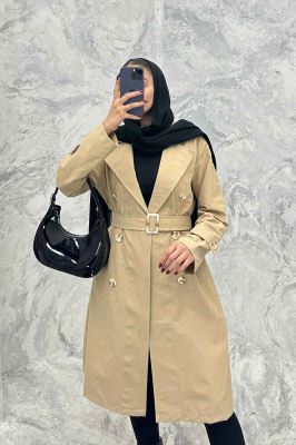 بارانی بلند پشت چاکدار کتان زارا