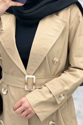 بارانی بلند پشت چاکدار کتان زارا