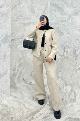 ست پالتو و شلوار فوتر جلو دکمه JESI