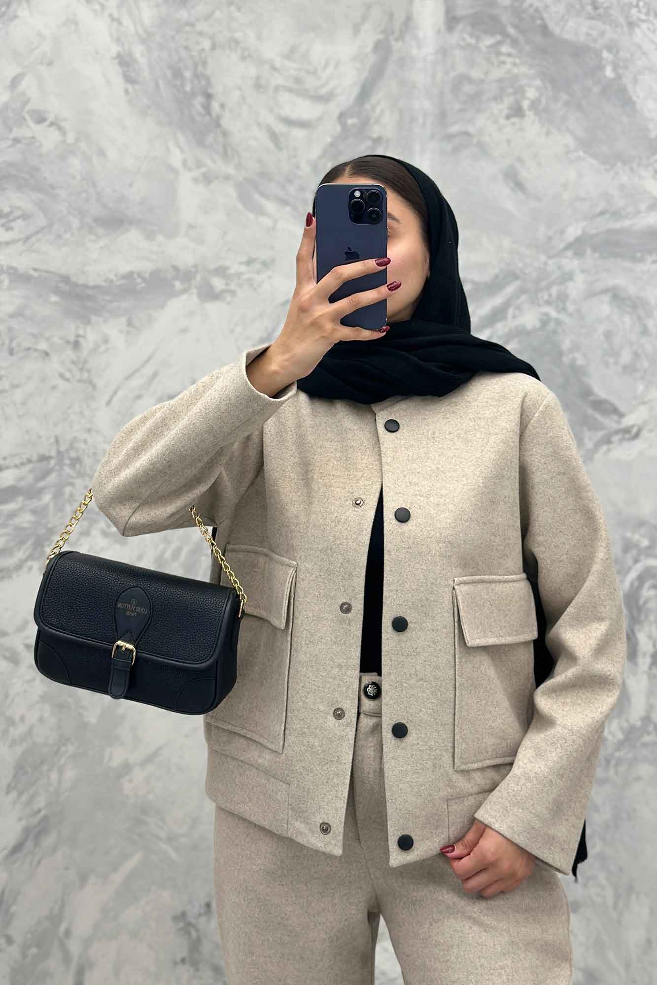 ست پالتو و شلوار فوتر جلو دکمه JESI