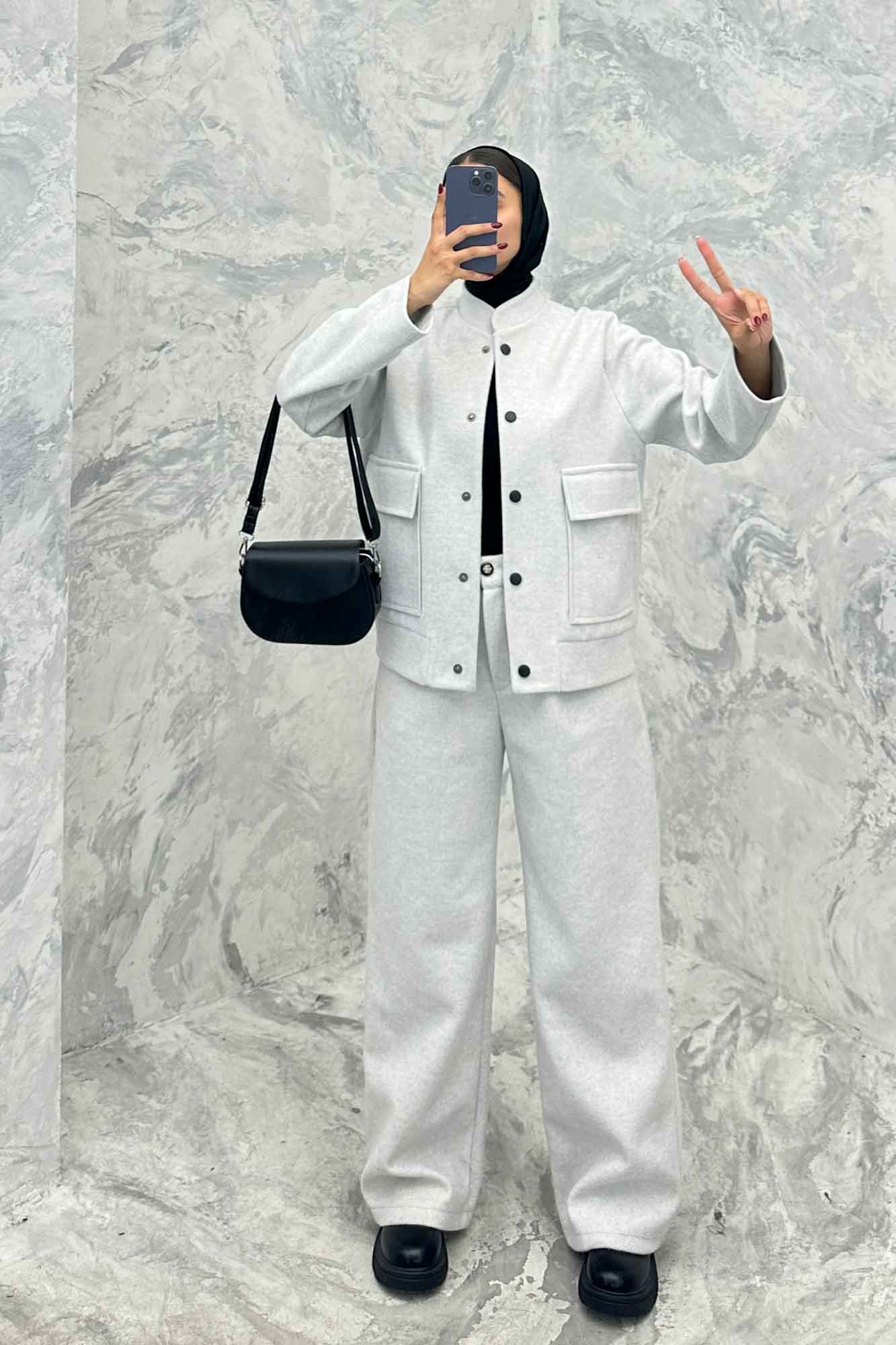 ست پالتو و شلوار فوتر جلو دکمه JESI