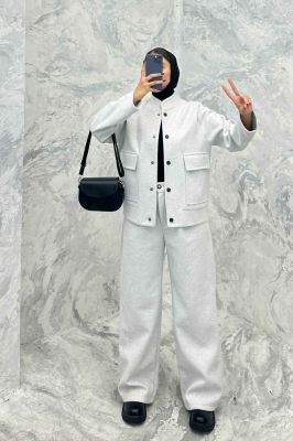 ست پالتو و شلوار فوتر جلو دکمه JESI