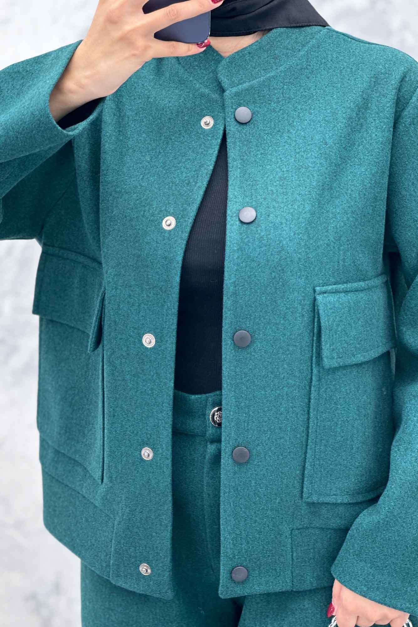 ست پالتو و شلوار فوتر جلو دکمه JESI