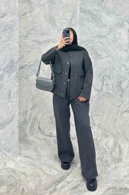 ست پالتو و شلوار فوتر جلو دکمه JESI