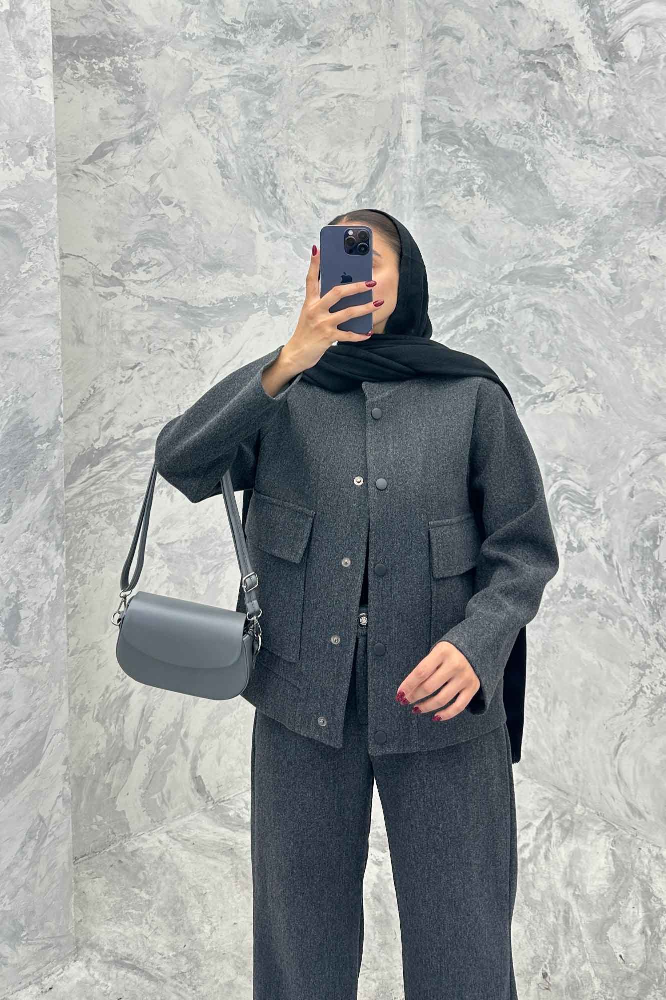 ست پالتو و شلوار فوتر جلو دکمه JESI