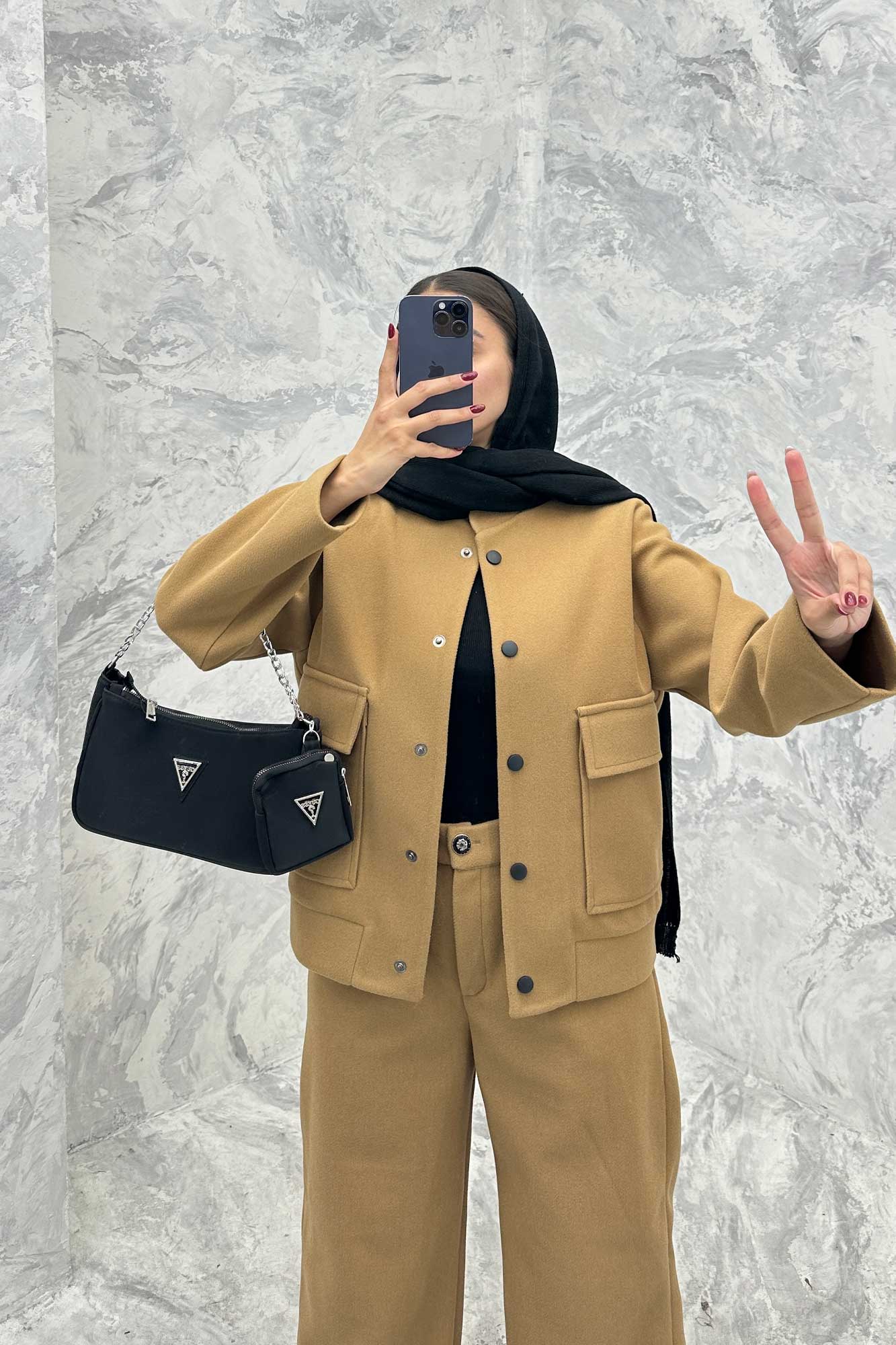 ست پالتو و شلوار فوتر جلو دکمه JESI