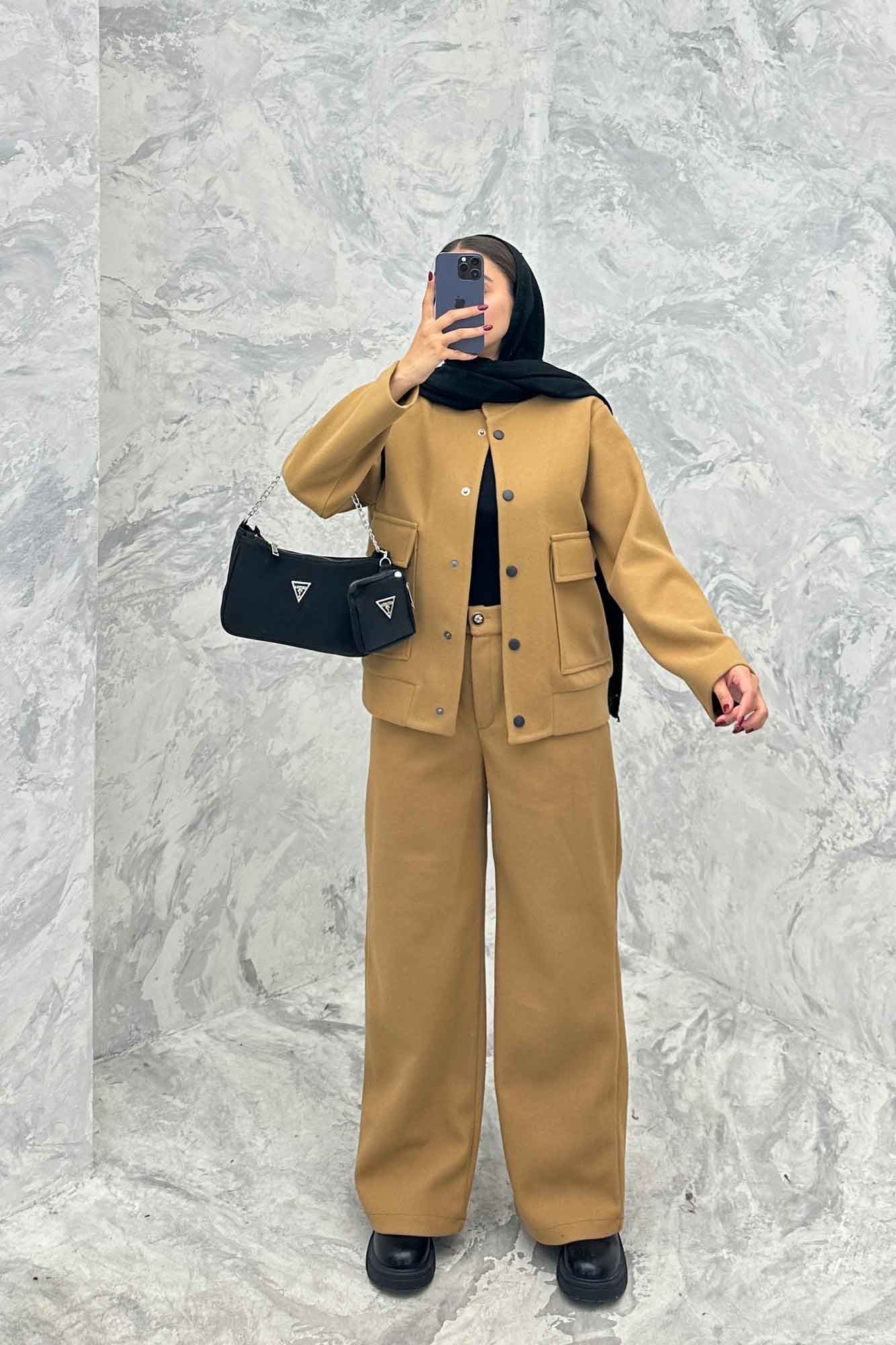 ست پالتو و شلوار فوتر جلو دکمه JESI