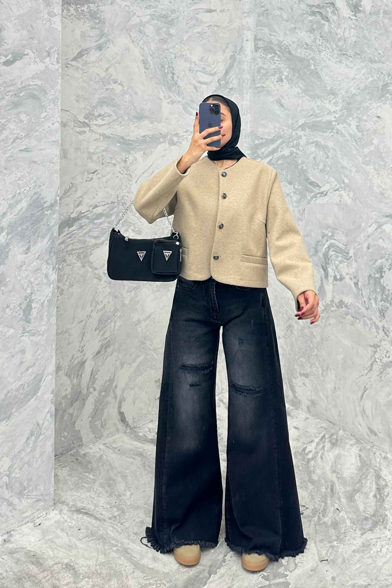 کت فوتر یقه گرد طرح جیب SAMA