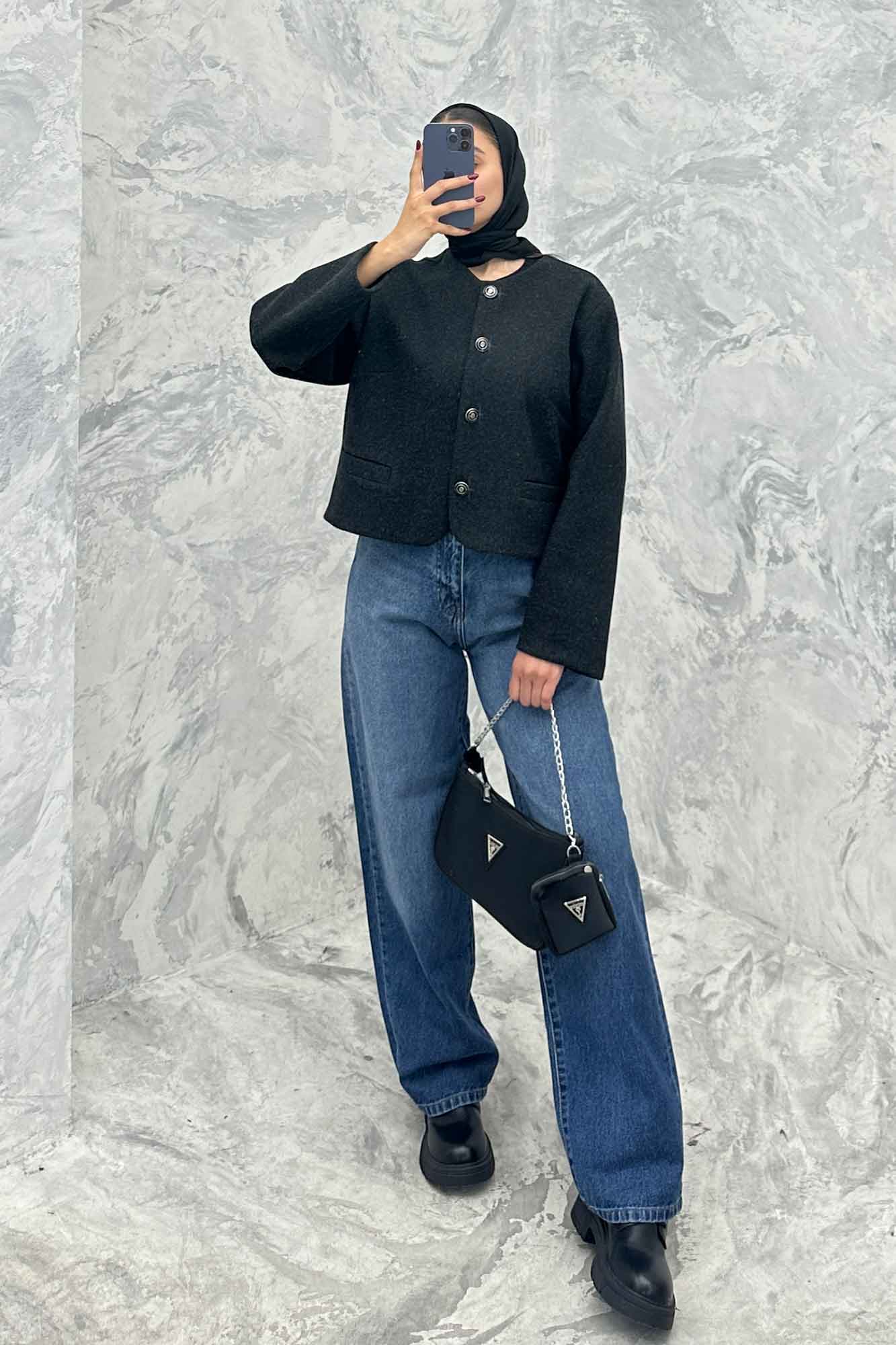 کت فوتر یقه گرد طرح جیب SAMA