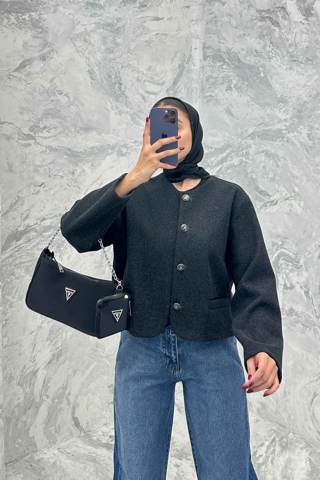 کت فوتر یقه گرد طرح جیب SAMA