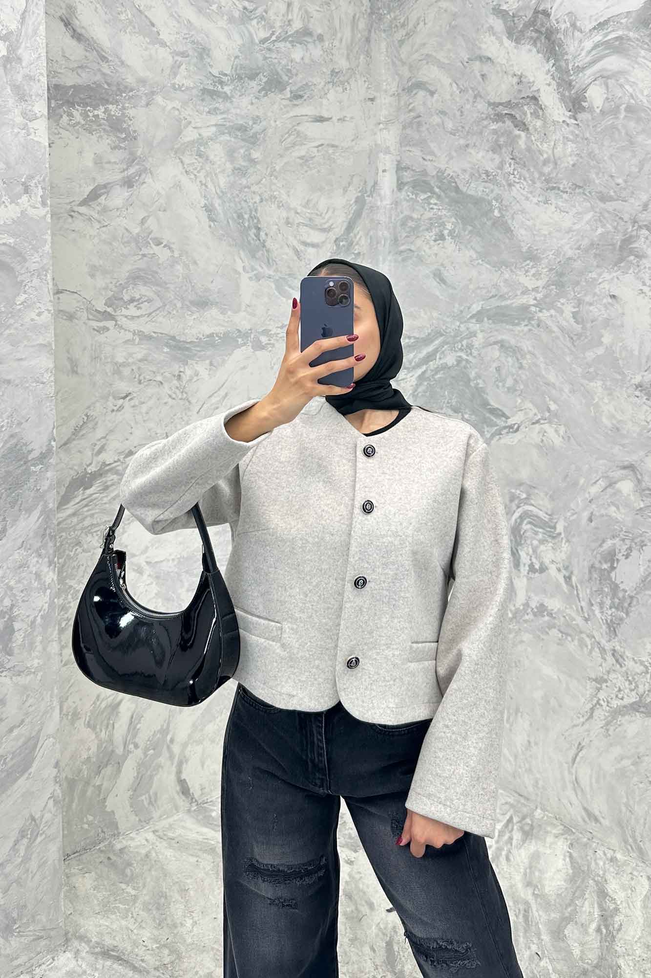 کت فوتر یقه گرد طرح جیب SAMA