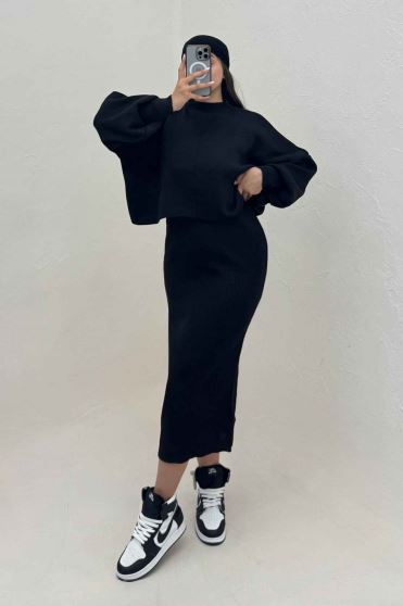 ست دو تیکه سارافن بافت کبریتی و رویه