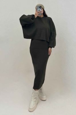 ست دو تیکه سارافن بافت کبریتی و رویه