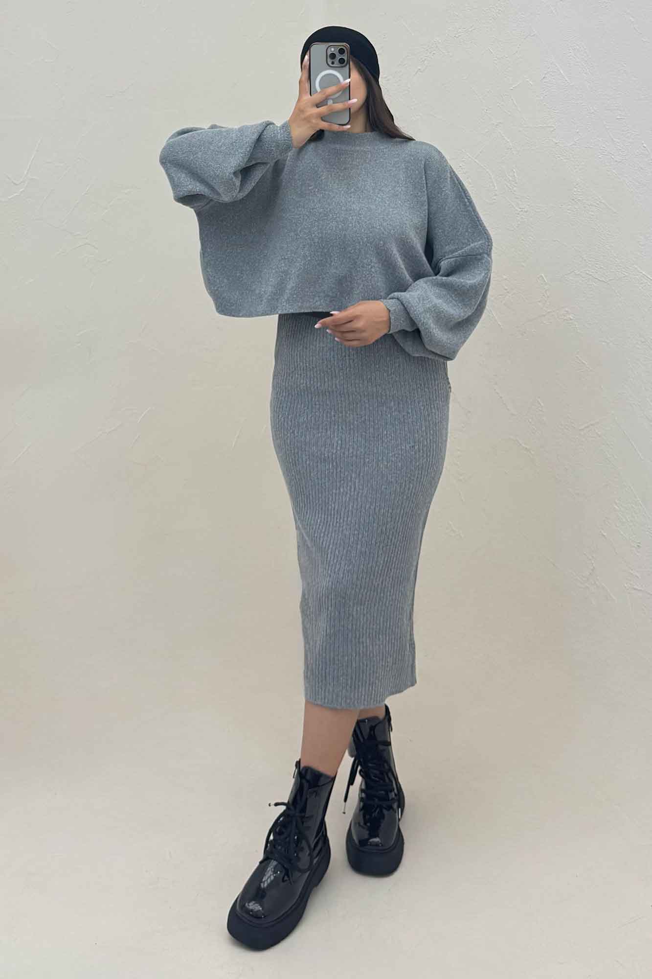 ست دو تیکه سارافن بافت کبریتی و رویه