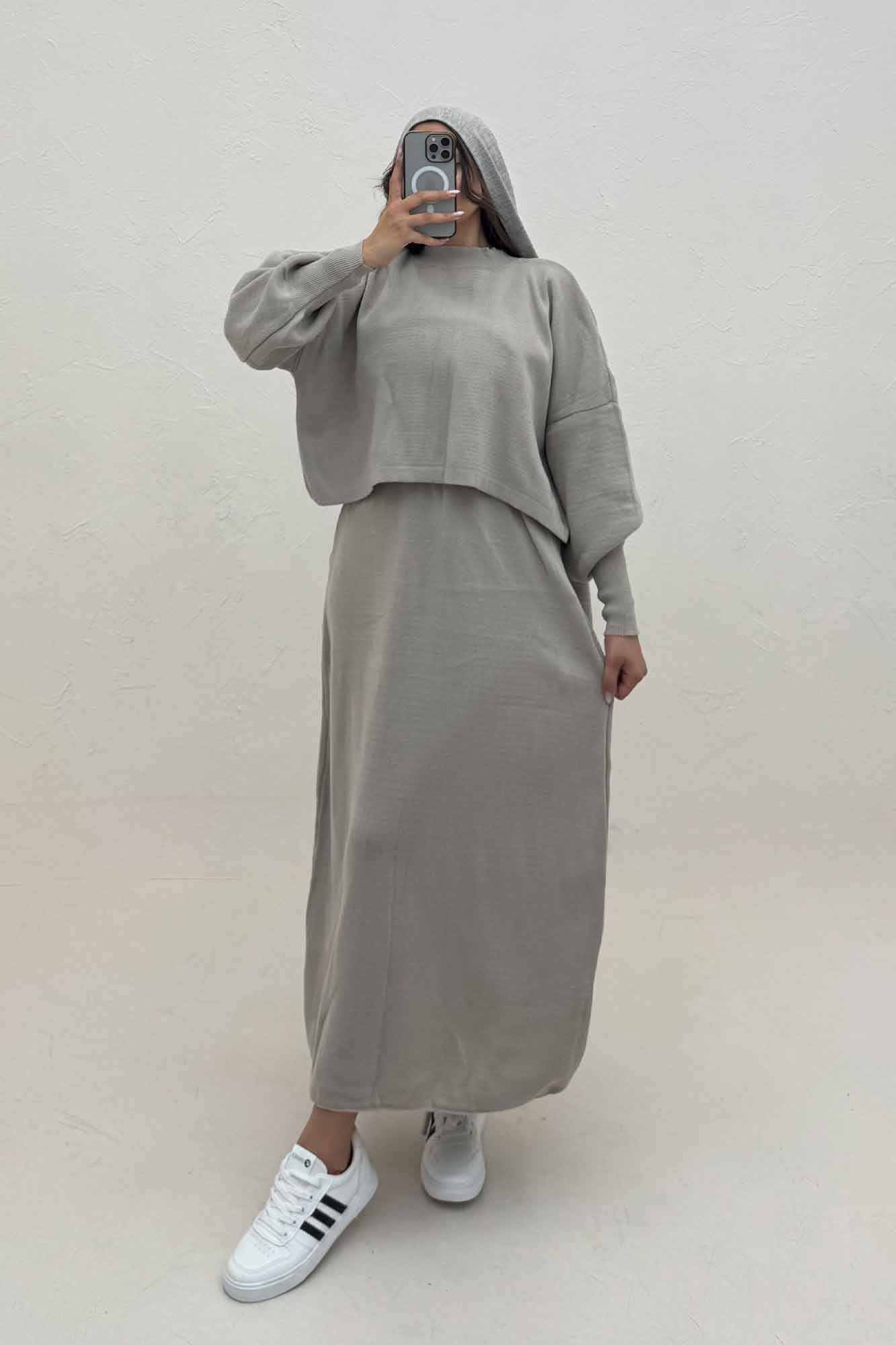 ست بافت اورال دامنی بلند و رویه