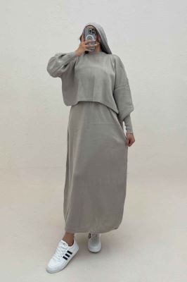 ست بافت اورال دامنی بلند و رویه