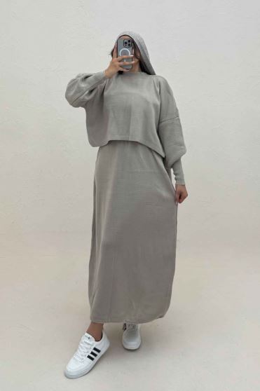 ست بافت اورال دامنی بلند و رویه