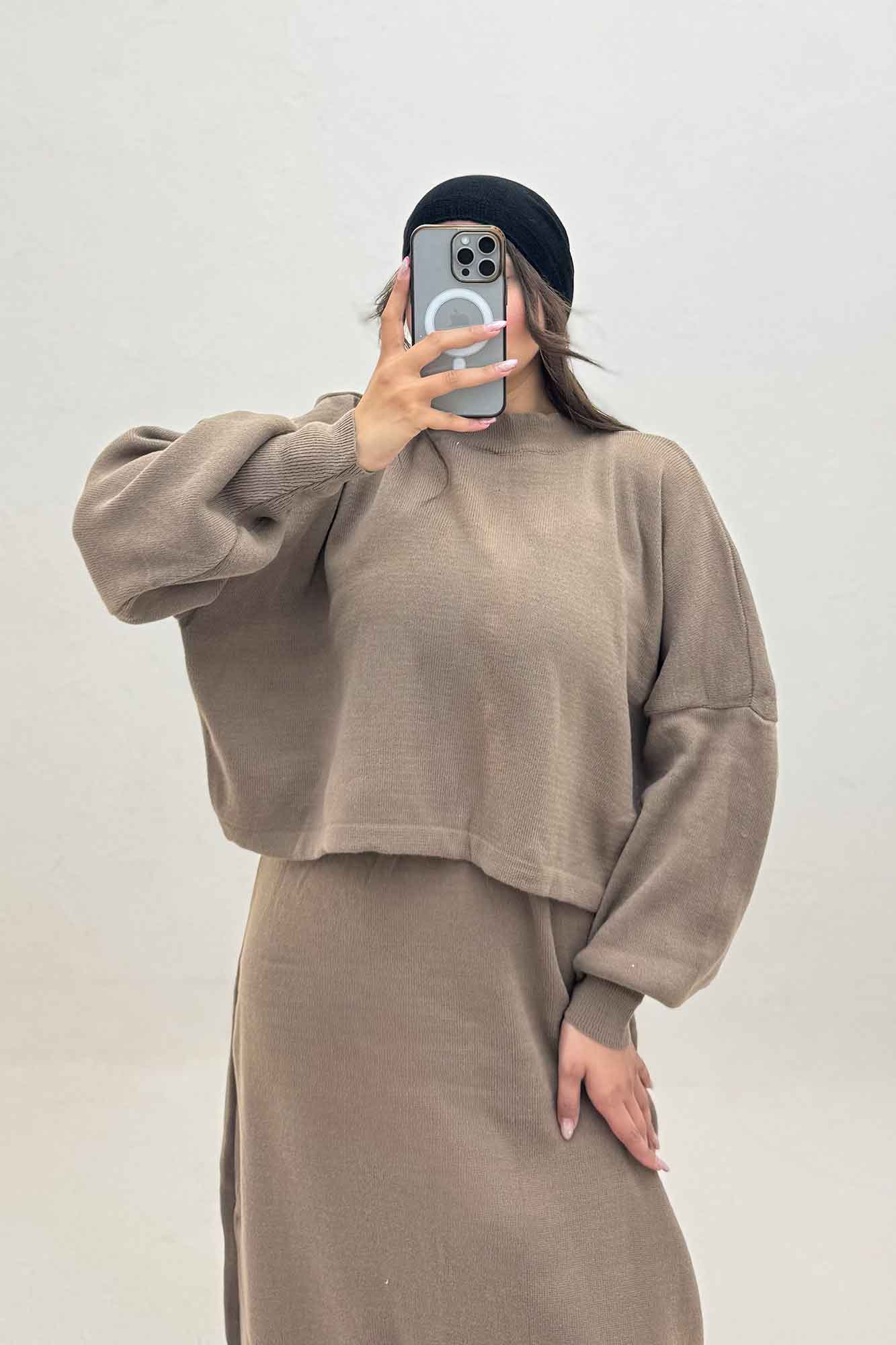 ست بافت اورال دامنی بلند و رویه