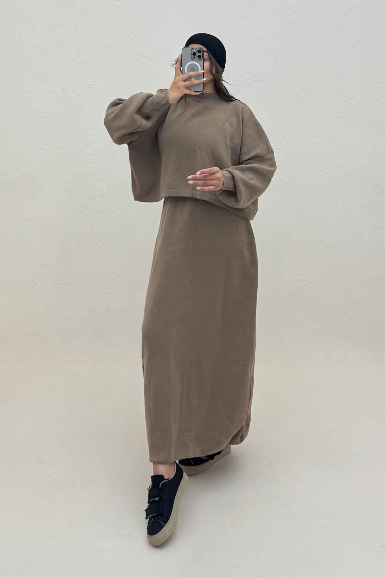 ست بافت اورال دامنی بلند و رویه