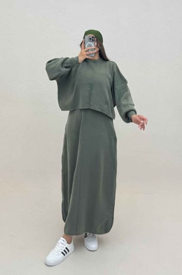 ست بافت اورال دامنی بلند و رویه