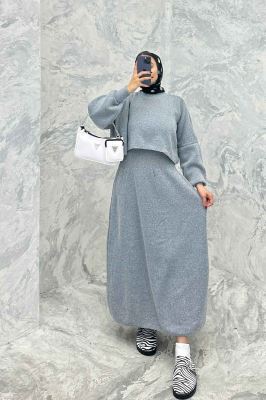 ست بافت اورال دامنی بلند و رویه