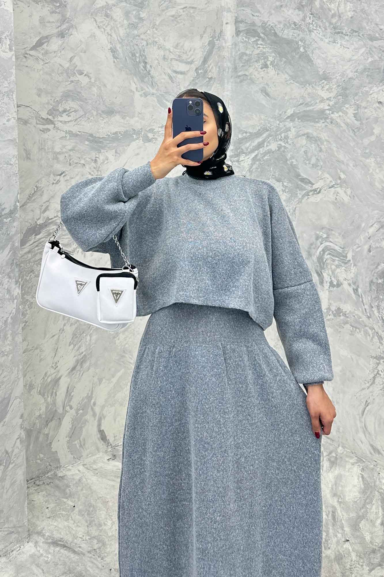 ست بافت اورال دامنی بلند و رویه