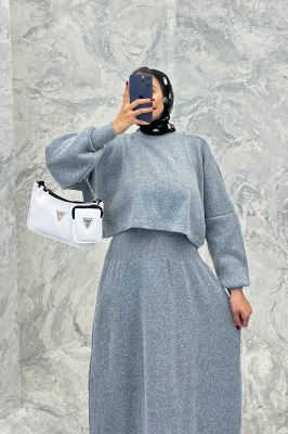 ست بافت اورال دامنی بلند و رویه