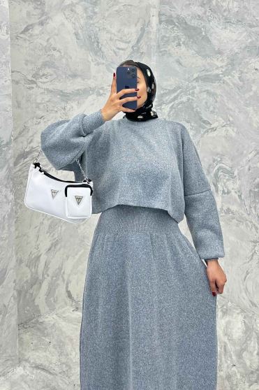 ست بافت اورال دامنی بلند و رویه