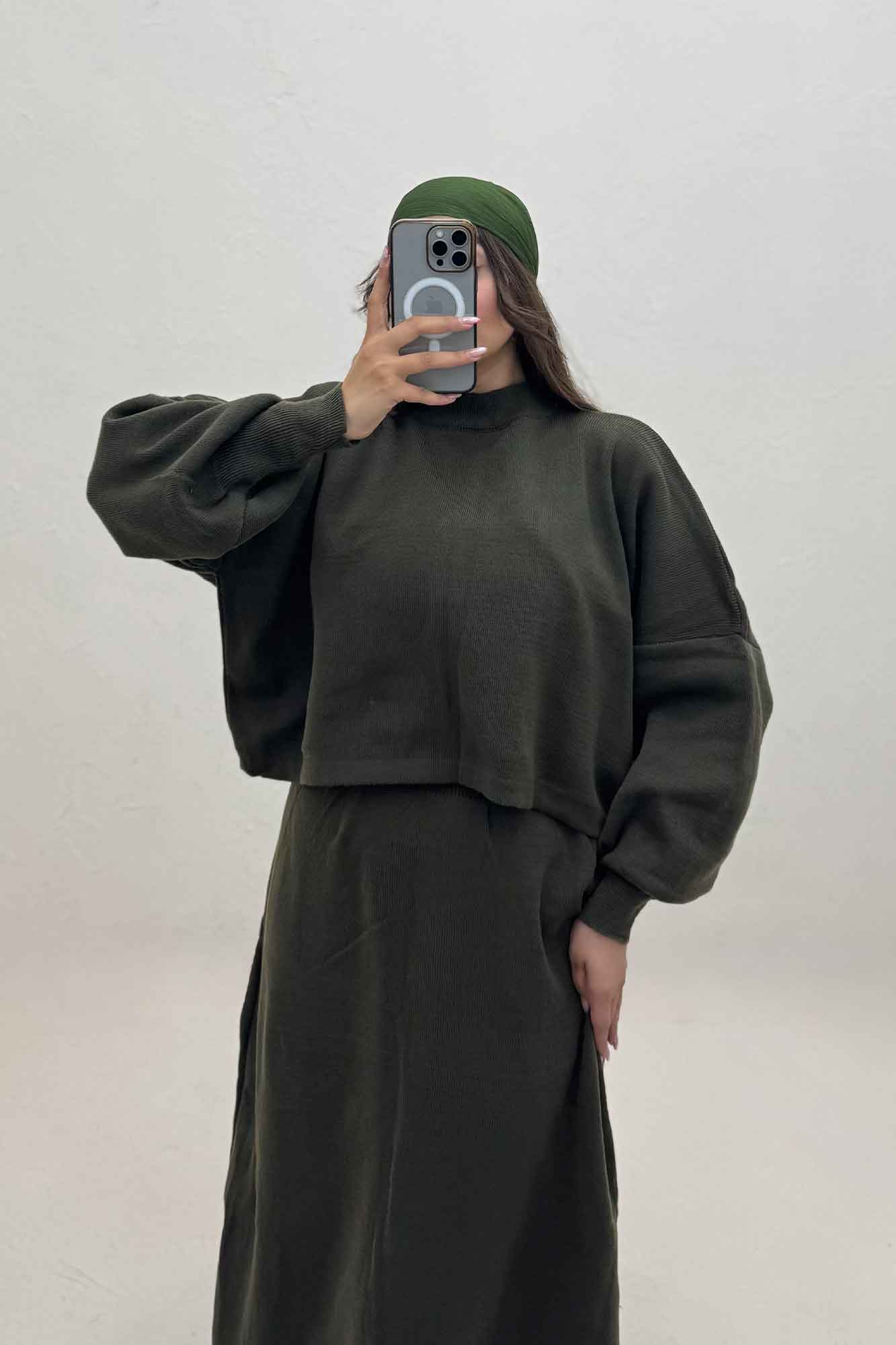 ست بافت اورال دامنی بلند و رویه