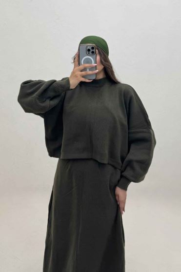 ست بافت اورال دامنی بلند و رویه