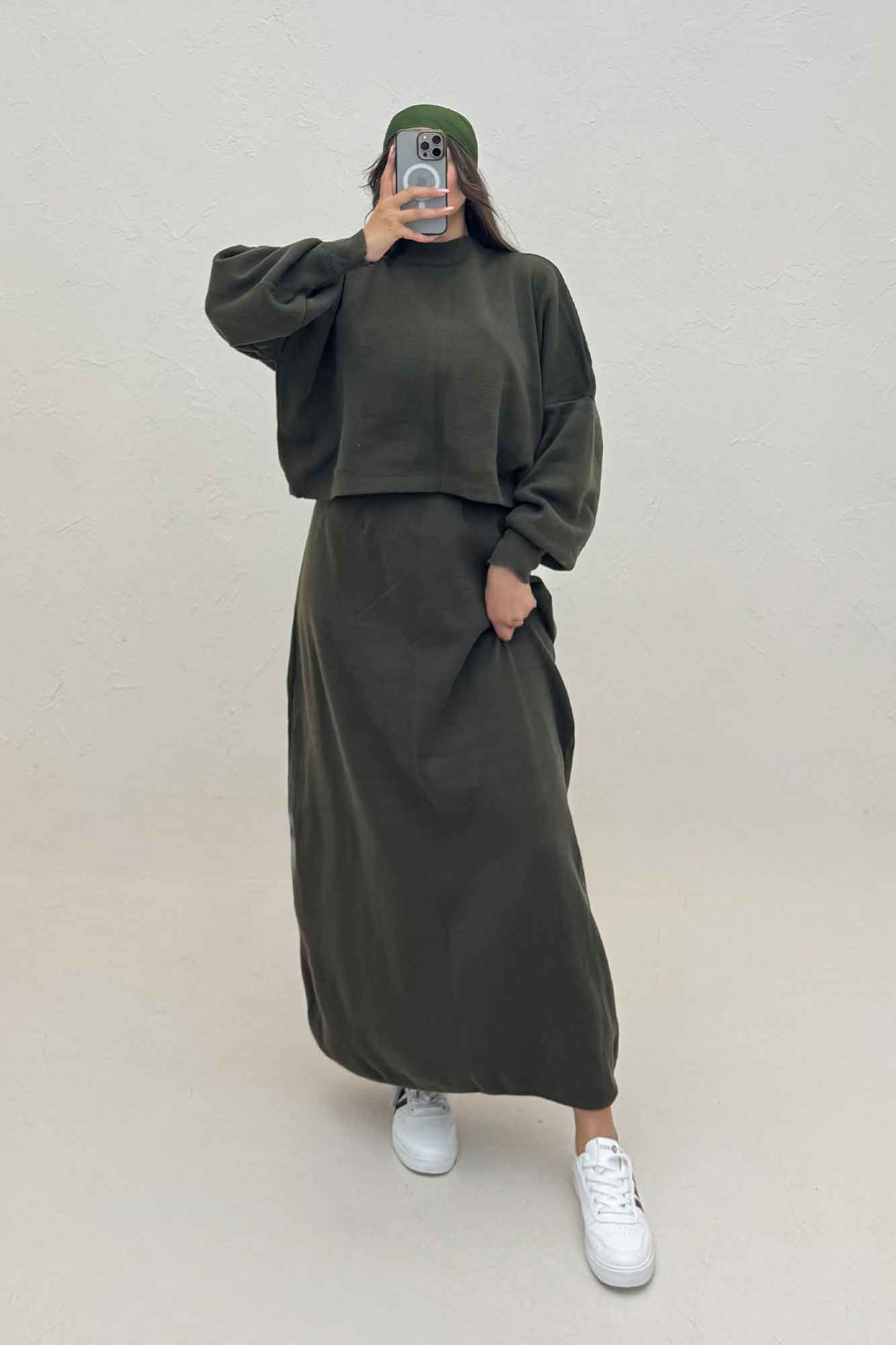 ست بافت اورال دامنی بلند و رویه