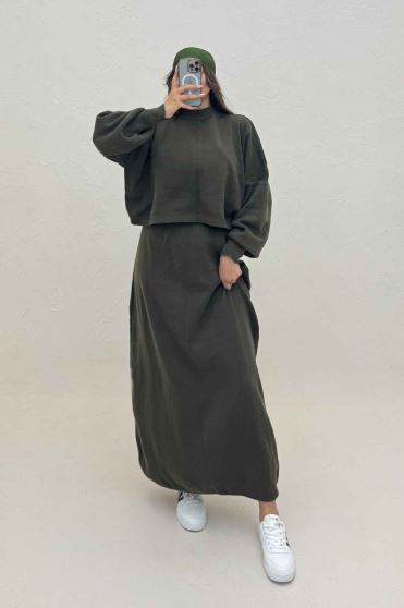 ست بافت اورال دامنی بلند و رویه