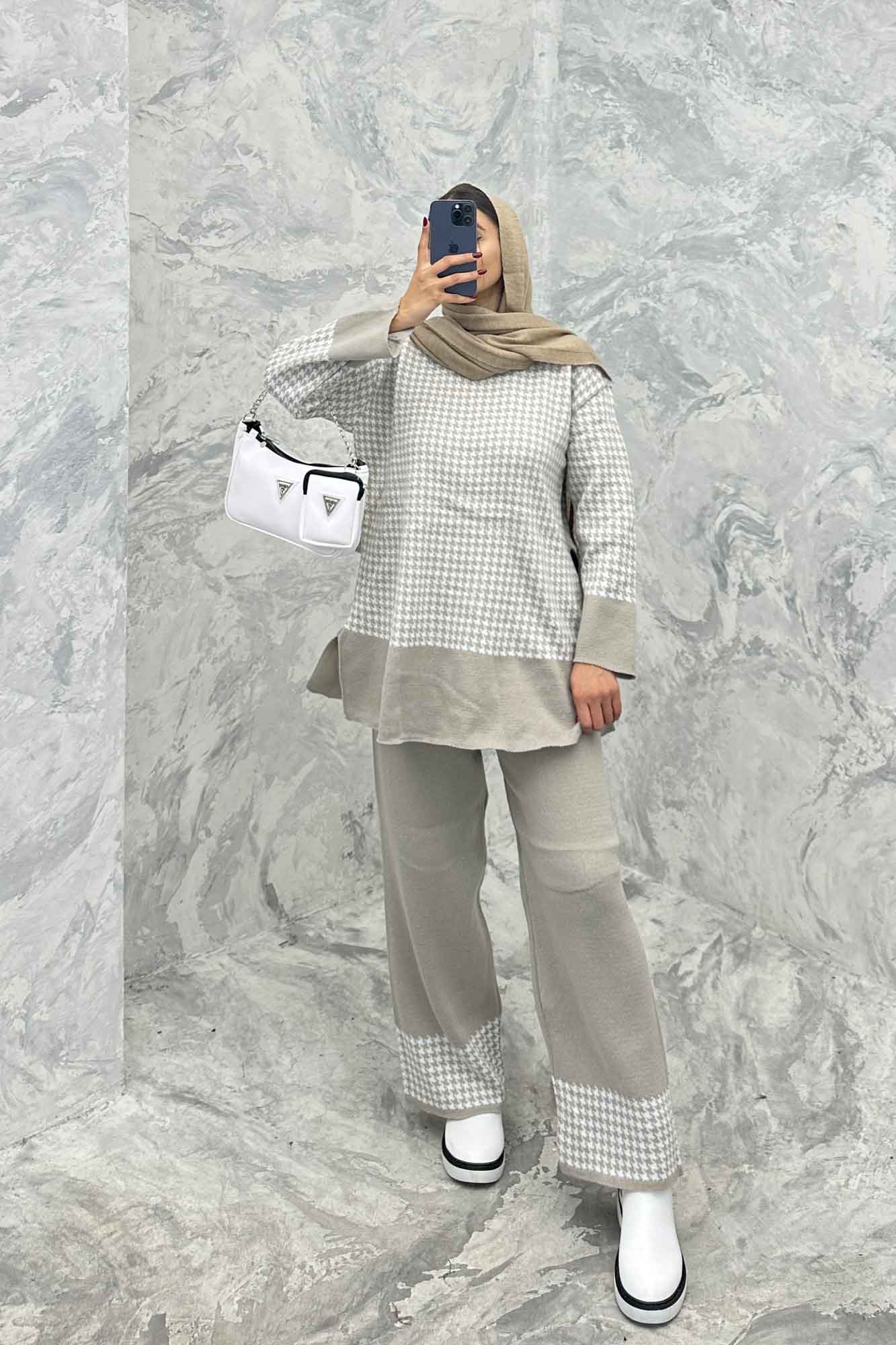 ست دورس و شلوار بافت پیردوپل AF