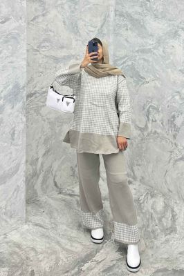 ست دورس و شلوار بافت پیردوپل AF