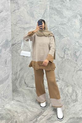 ست دورس و شلوار بافت پیردوپل AF