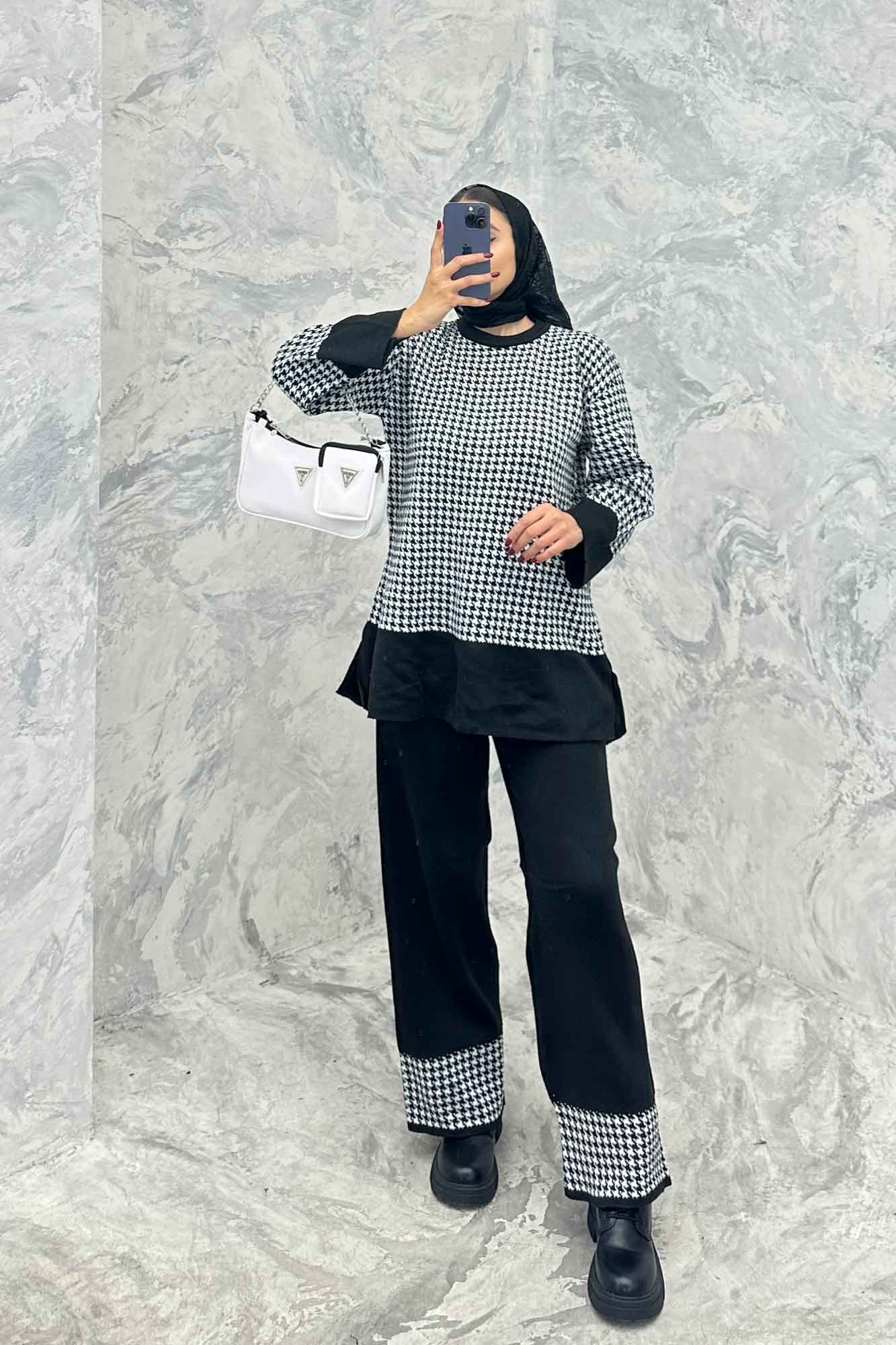 ست دورس و شلوار بافت پیردوپل AF