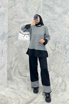 ست دورس و شلوار بافت پیردوپل AF