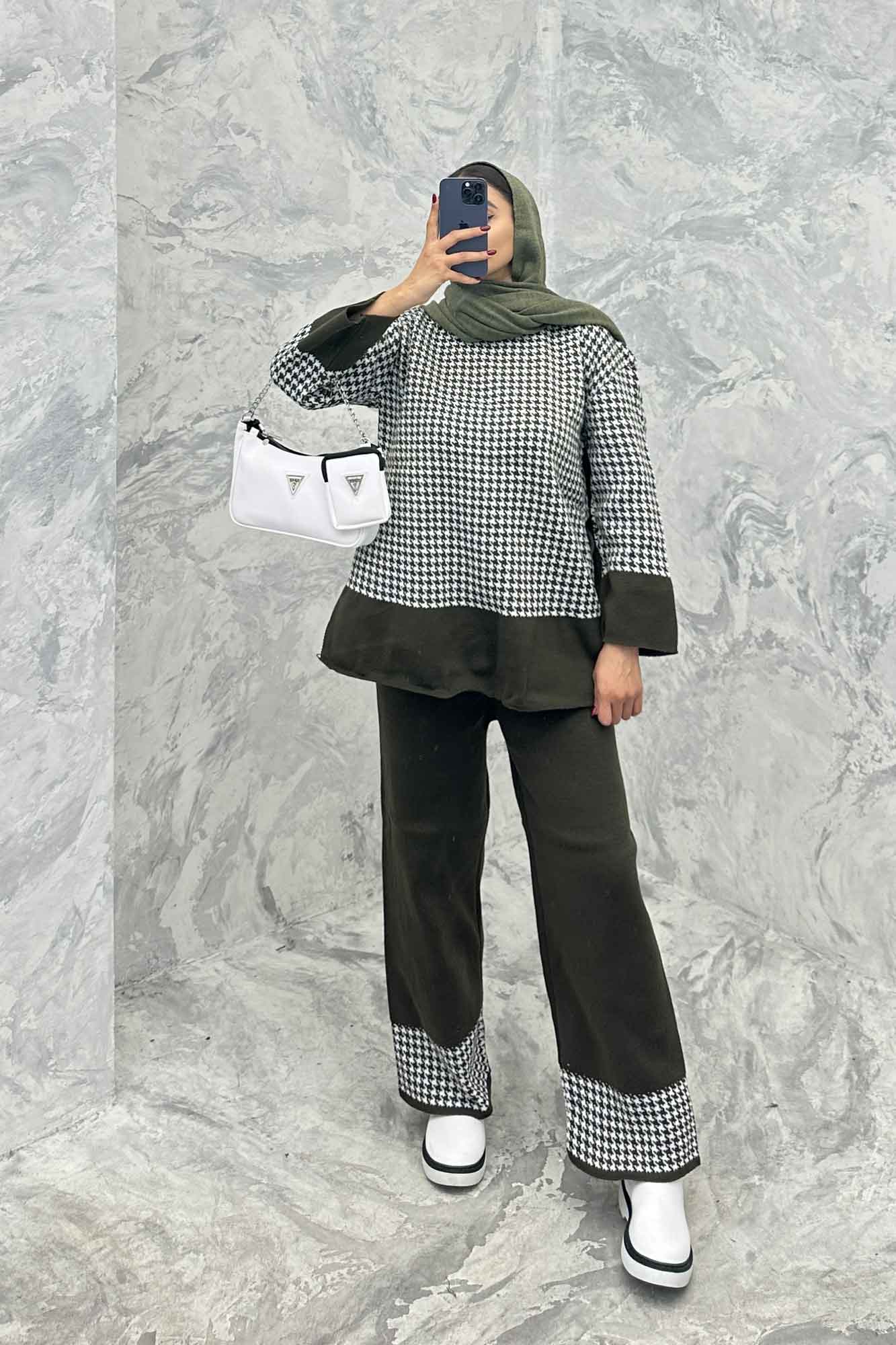 ست دورس و شلوار بافت پیردوپل AF