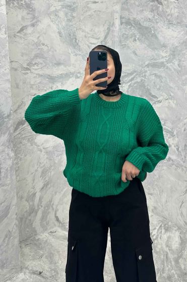 بلوز یقه گرد بافت طرح دار AF